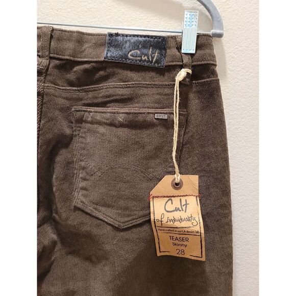 NWT Cult of Individuality Brown Teaser Skinny Corduroy Pants Size 28 - Picture 7 of 8